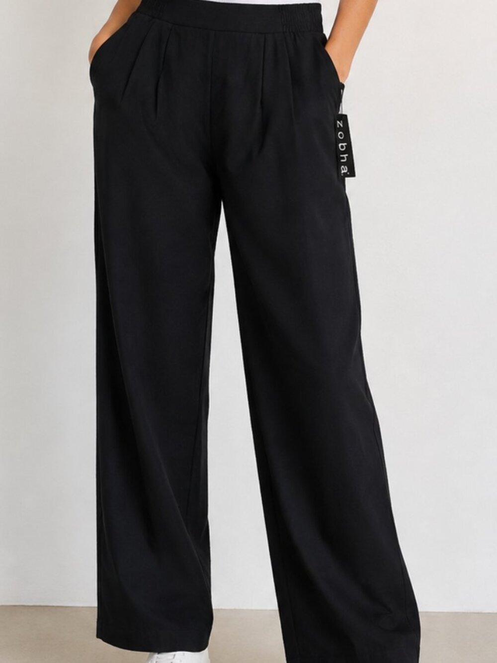 Zobha Women's Front Pleated Wide Leg Relaxed Fit Pants - NWT Size M ZB011280
